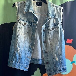 BDG Light Blue Distressed Denim Vest